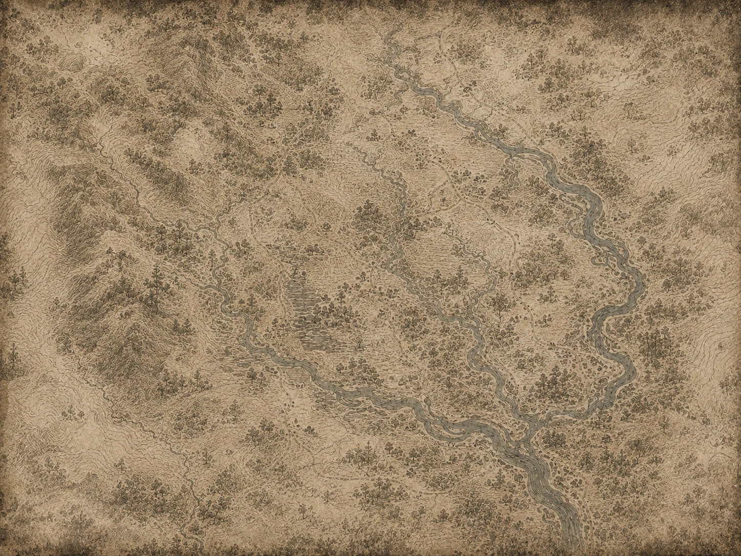 Detailed illustrated terrain map of Yoknapatawpha County